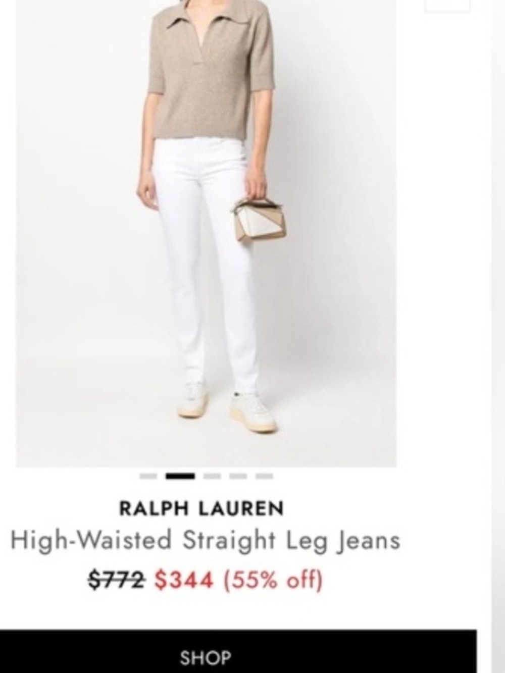 Ralph Lauren Purple Label White Straight-Leg Jeans